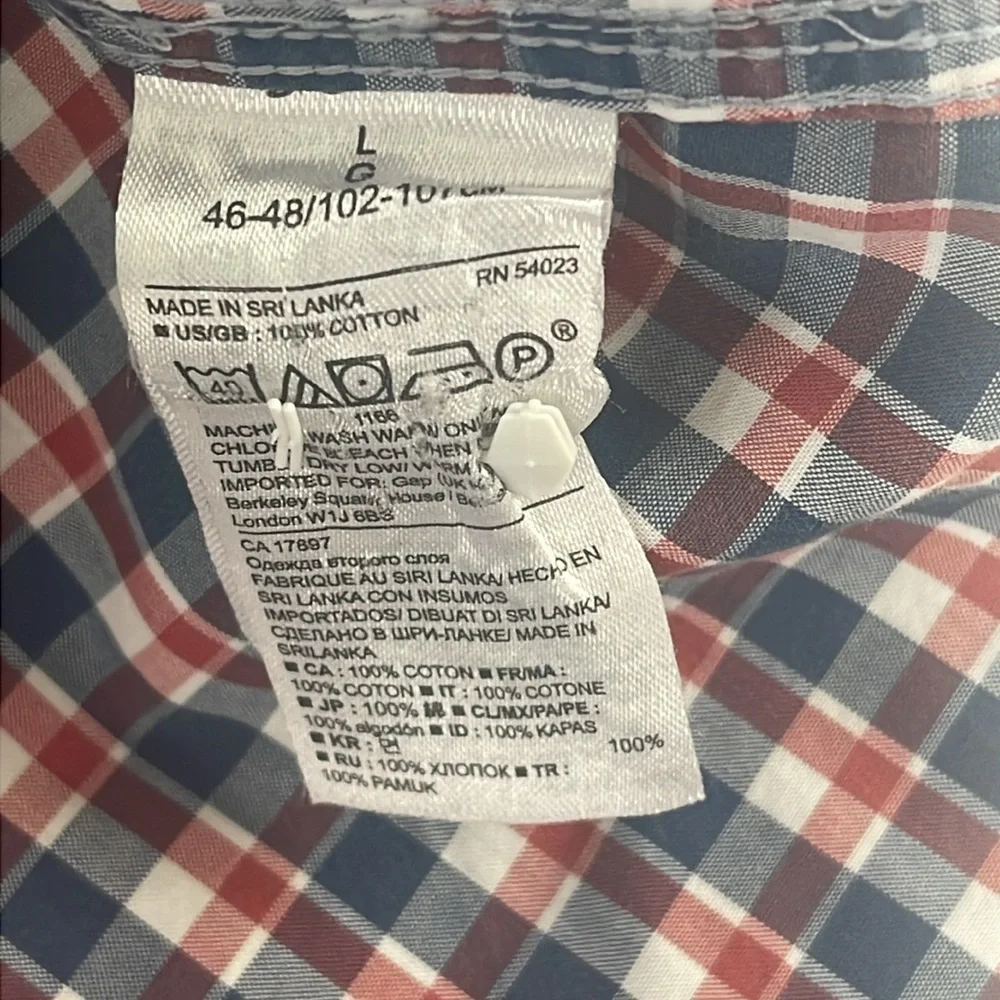 Banana Republic Custom 078 Wash Camden Fit Plaid Short Sleeve Button Size L